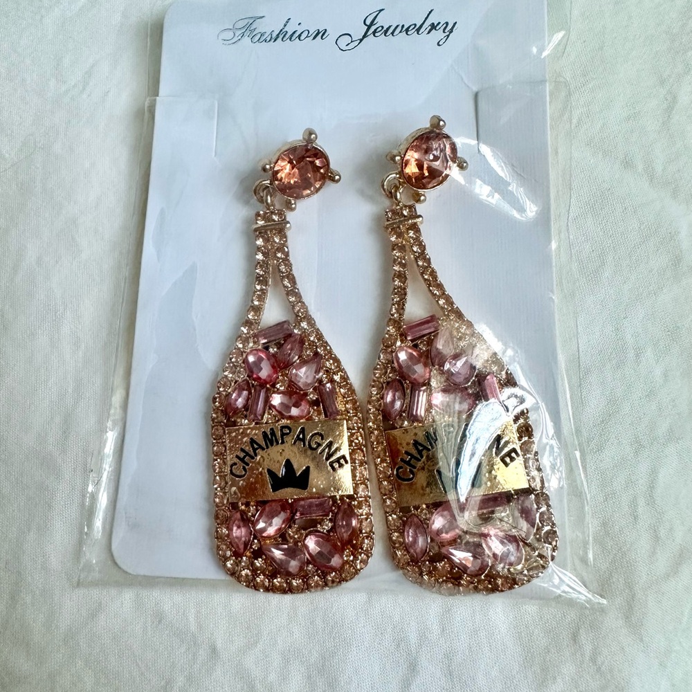Fashion Jewelry Champagne Earrings with Pink and Gold